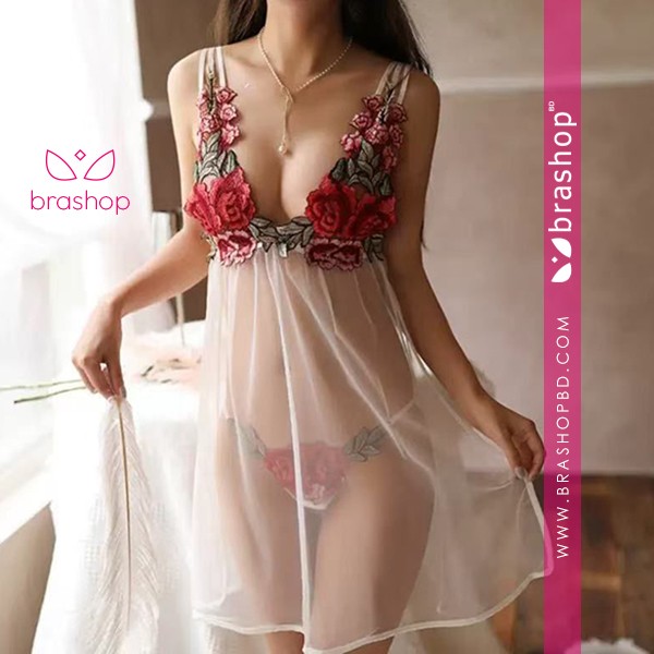 Fashion Floral Babydoll Extreme Mini Dress Sleepwear