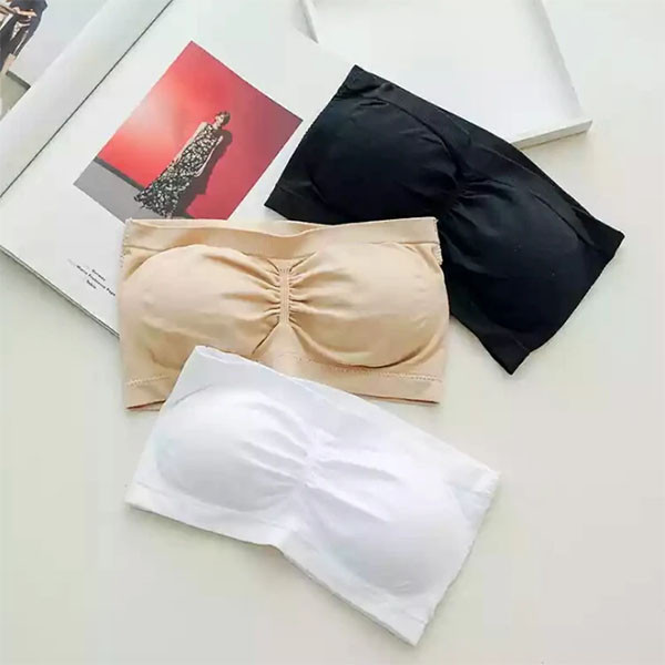 Seamless Strapless Bandeau Bra Set – Black, White & Nude