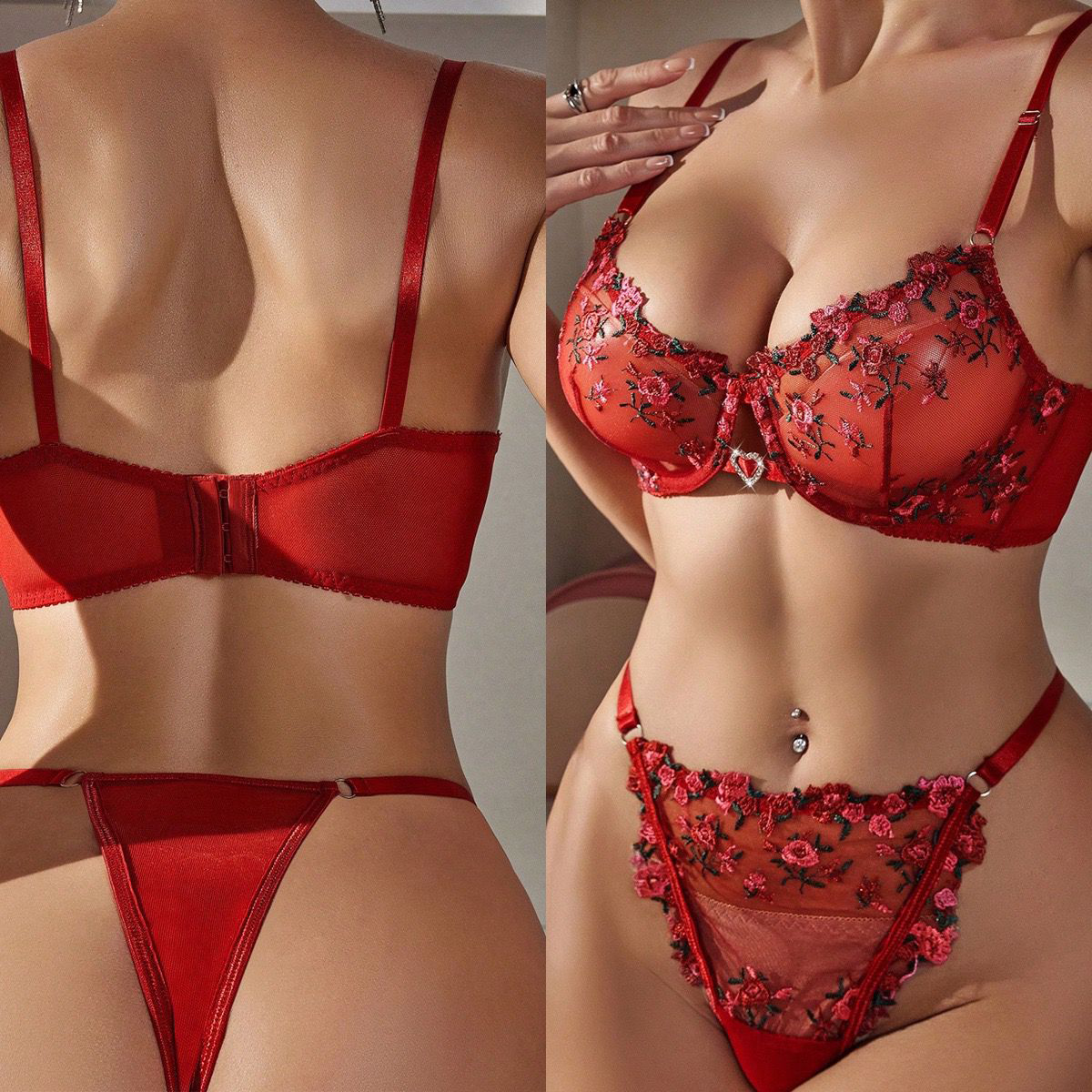 Floral Embroidered Brassiere Lingerie