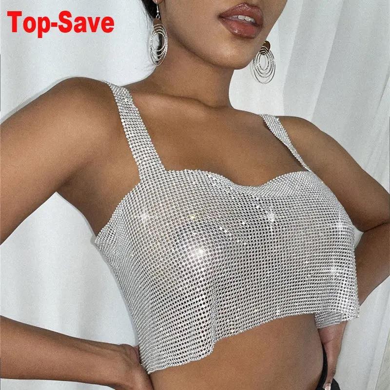 Metallic Sequin Halter Backless Top