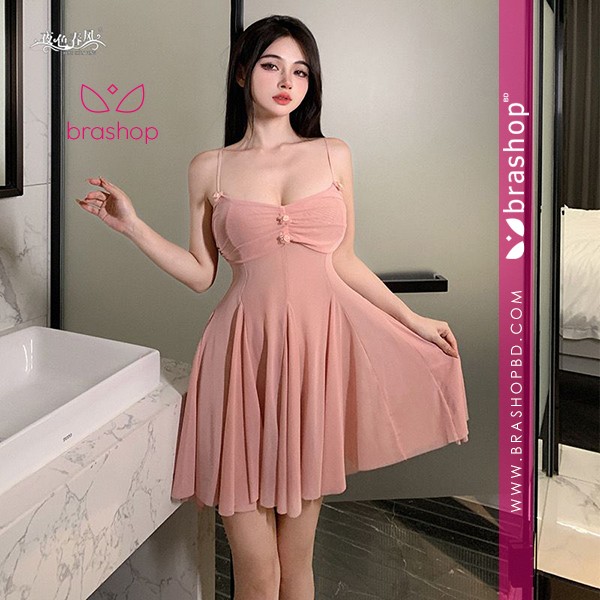 Transparent Solid 3D Flower Camisole Women Dress Backless Summer Charm Sweet