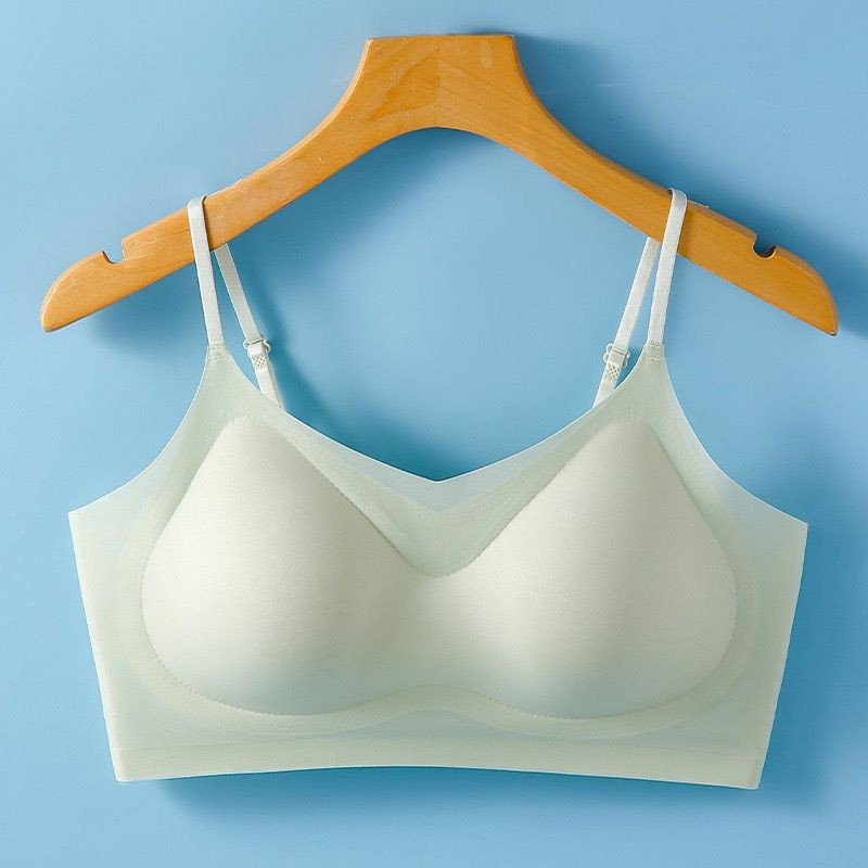Ice Silk Seamless Underwear All Season Ultra-thin Breathable Fixed Onepiece Cup Large Chest Display Small Bra